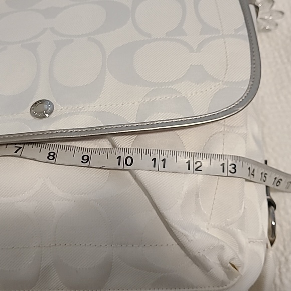 Coach Kyra Signature Messenger Bag White and Silver - Picture 14 of 15